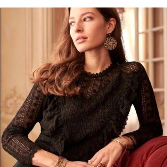 Sezane Tops - Sezane Elegant Black Lace Top